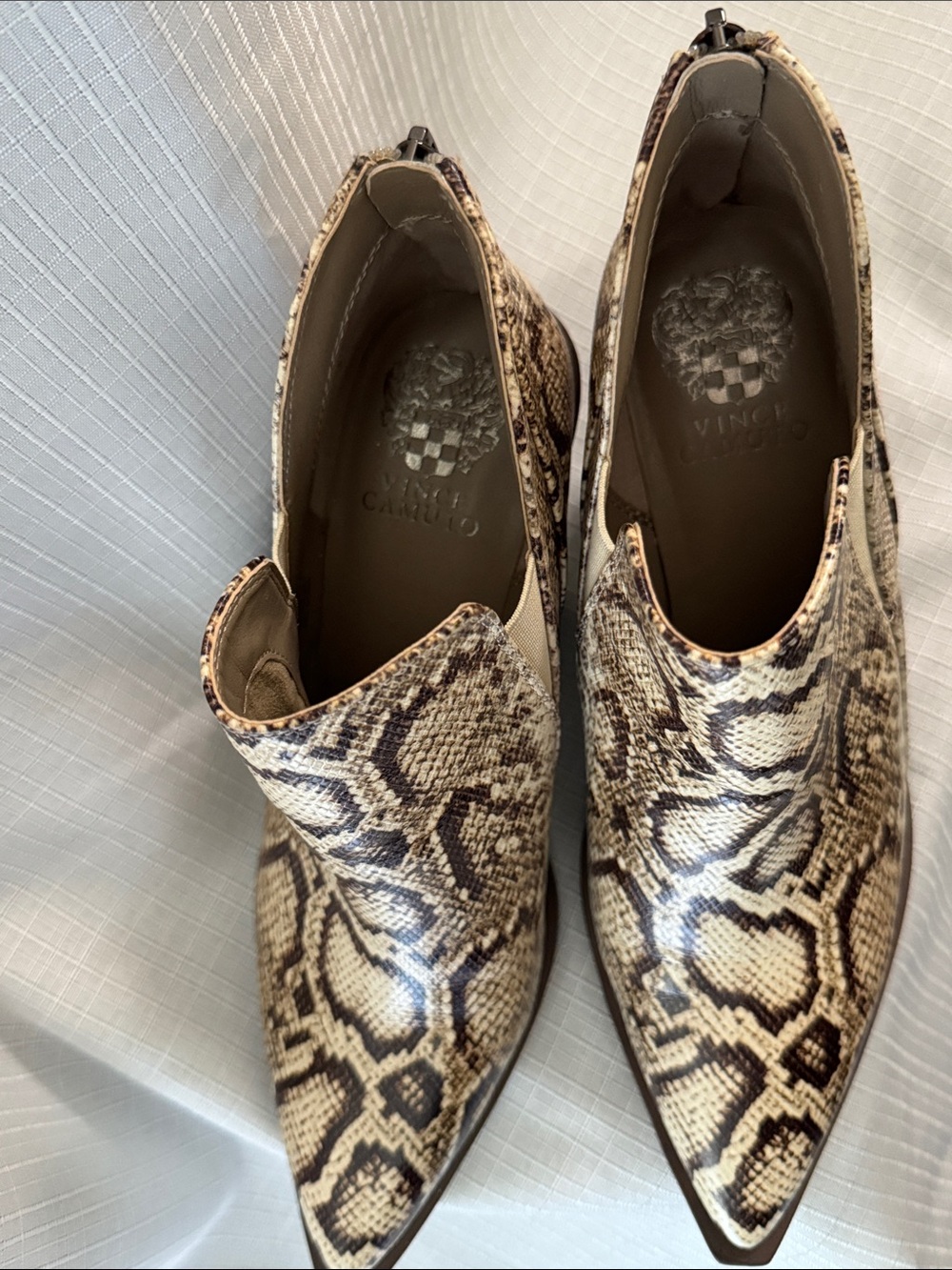Vince Camuto Women’s Snake-Print Pointed Toe Ankle Boots - Brown - Picture 2 of 6
